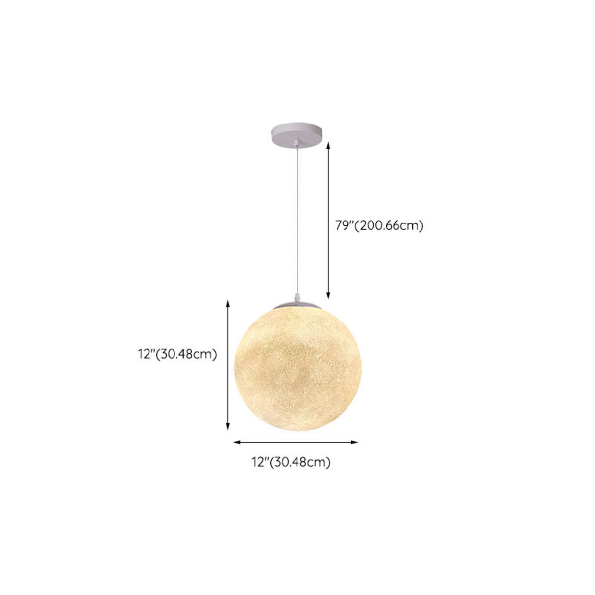 Modern 1 Light Moon Metal Globe Resin White Pendant Light Image - 22