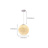 Modern 1 Light Moon Metal Globe Resin White Pendant Light Image - 23