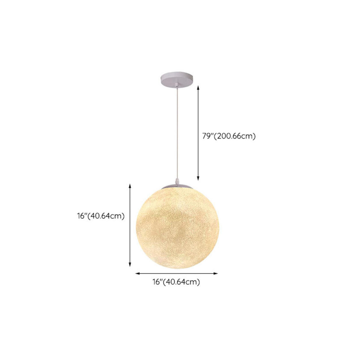 Modern 1 Light Moon Metal Globe Resin White Pendant Light Image - 24