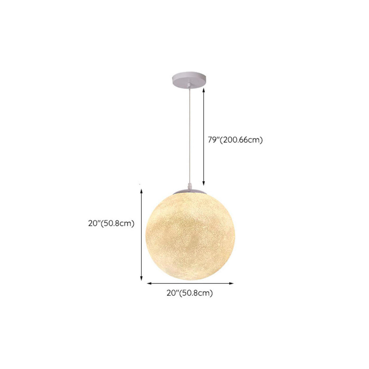 Modern 1 Light Moon Metal Globe Resin White Pendant Light Image - 25