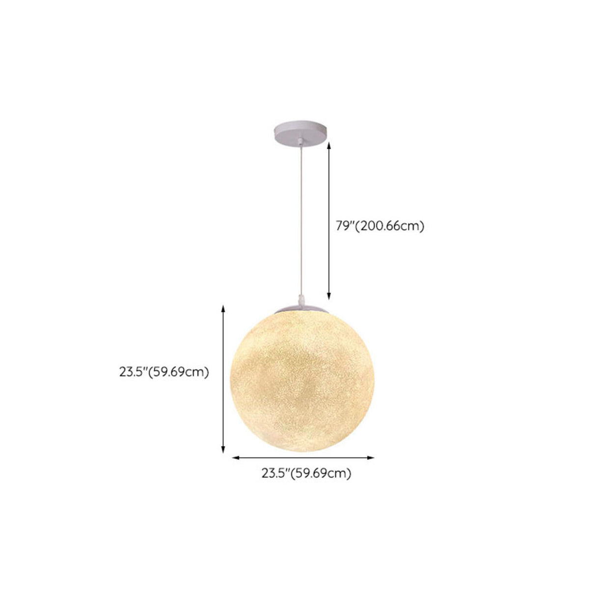 Modern 1 Light Moon Metal Globe Resin White Pendant Light Image - 26