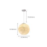 Modern 1 Light Moon Metal Globe Resin White Pendant Light Image - 27