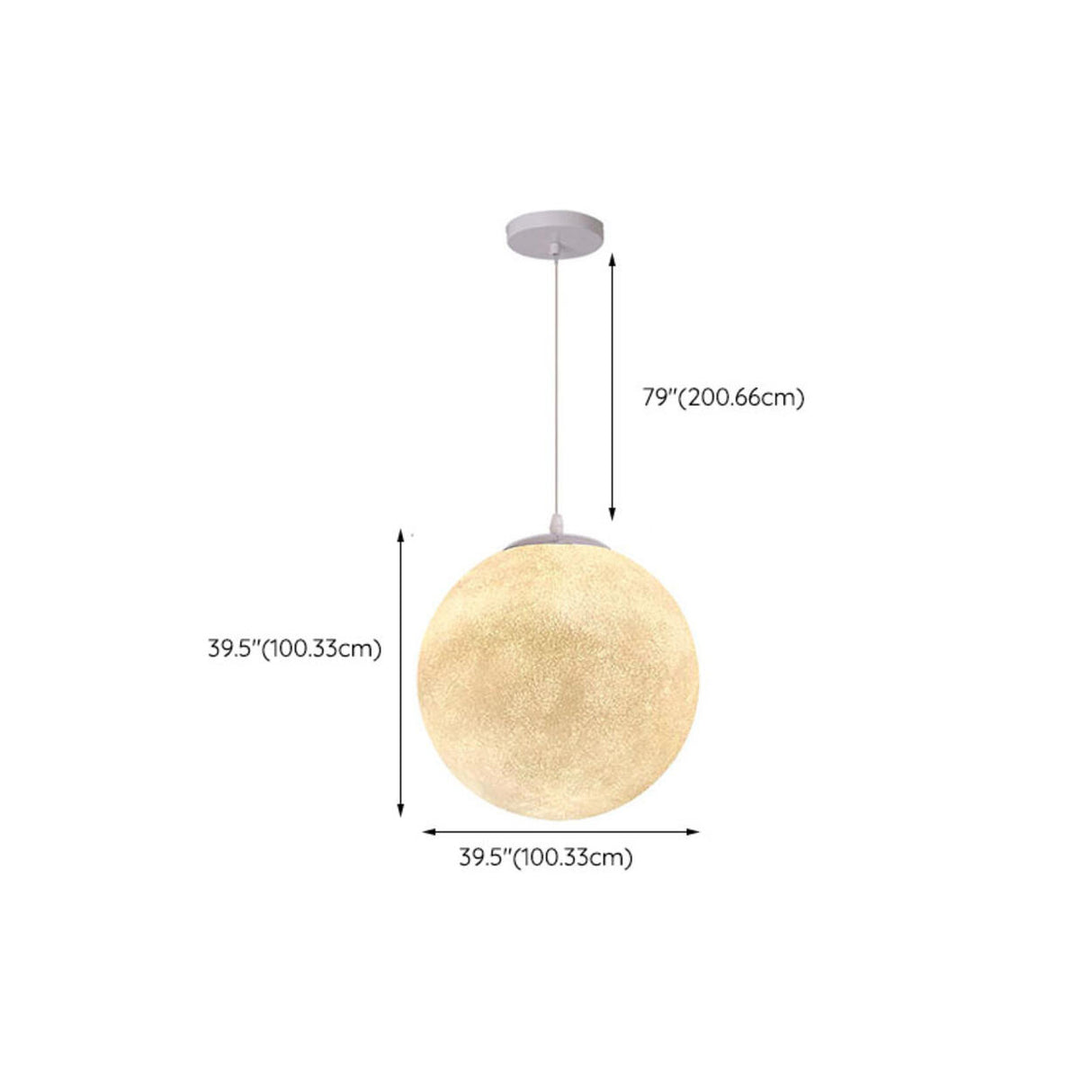 Modern 1 Light Moon Metal Globe Resin White Pendant Light Image - 28