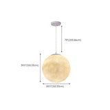 Modern 1 Light Moon Metal Globe Resin White Pendant Light Image - 28