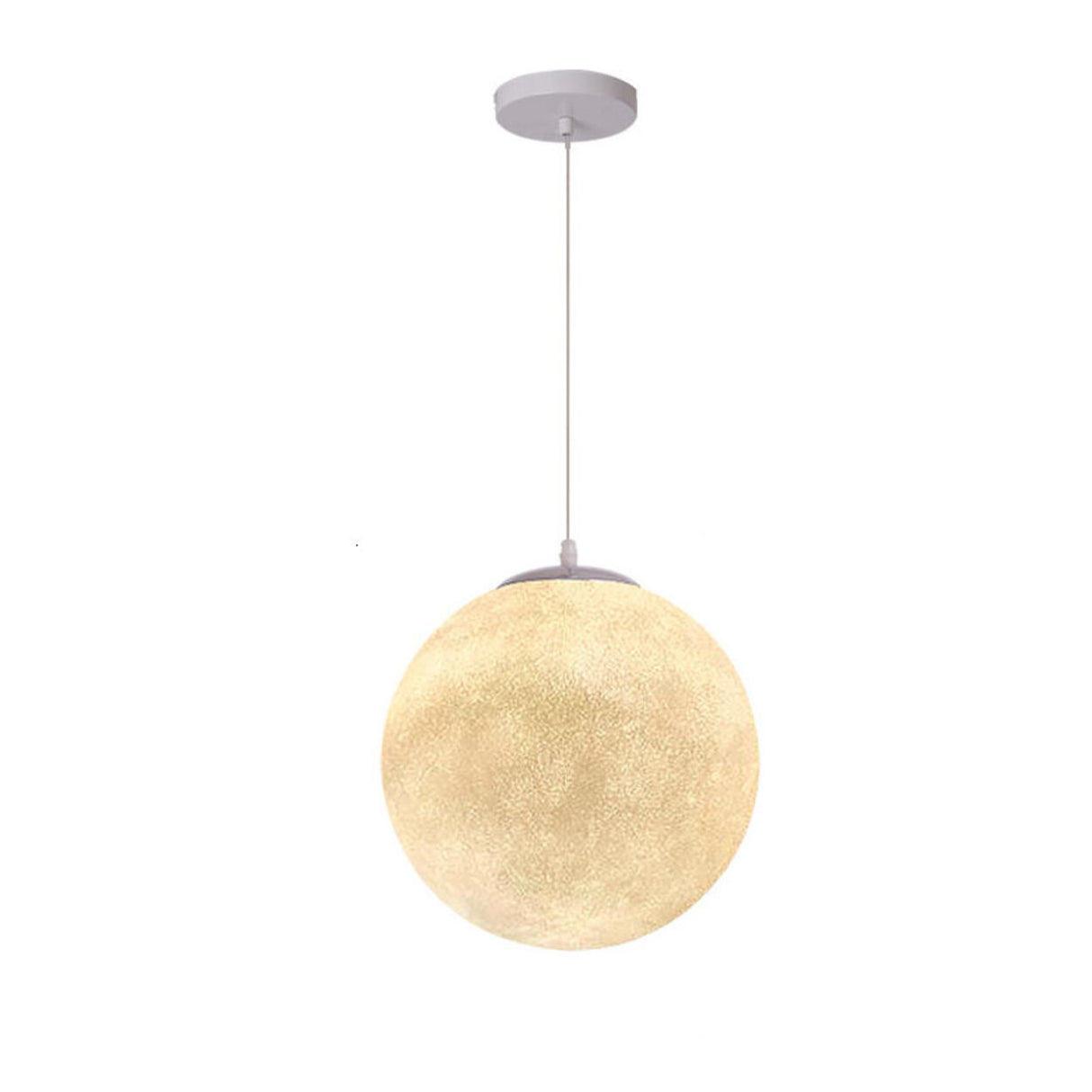 Modern 1 Light Moon Metal Globe Resin White Pendant Light Image - 3