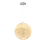 Modern 1 Light Moon Metal Globe Resin White Pendant Light Image - 6