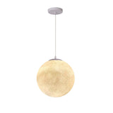 Modern 1 Light Moon Metal Globe Resin White Pendant Light Image - 9