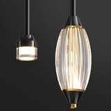 Modern 2-Light Bedroom Clear Acrylic Oval Pendant Light Image - 8