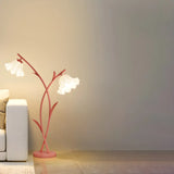 Modern 2-Light Pink Petal LED Metal Floor Lamp Image - 5