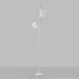 Modern 2 Lights Metal Floral Acrylic White Floor Lamp Image - 12