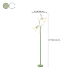 Modern 2 Lights Metal Floral Acrylic White Floor Lamp #size