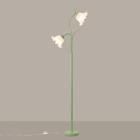 Modern 2 Lights Metal Floral Acrylic White Floor Lamp Image - 2