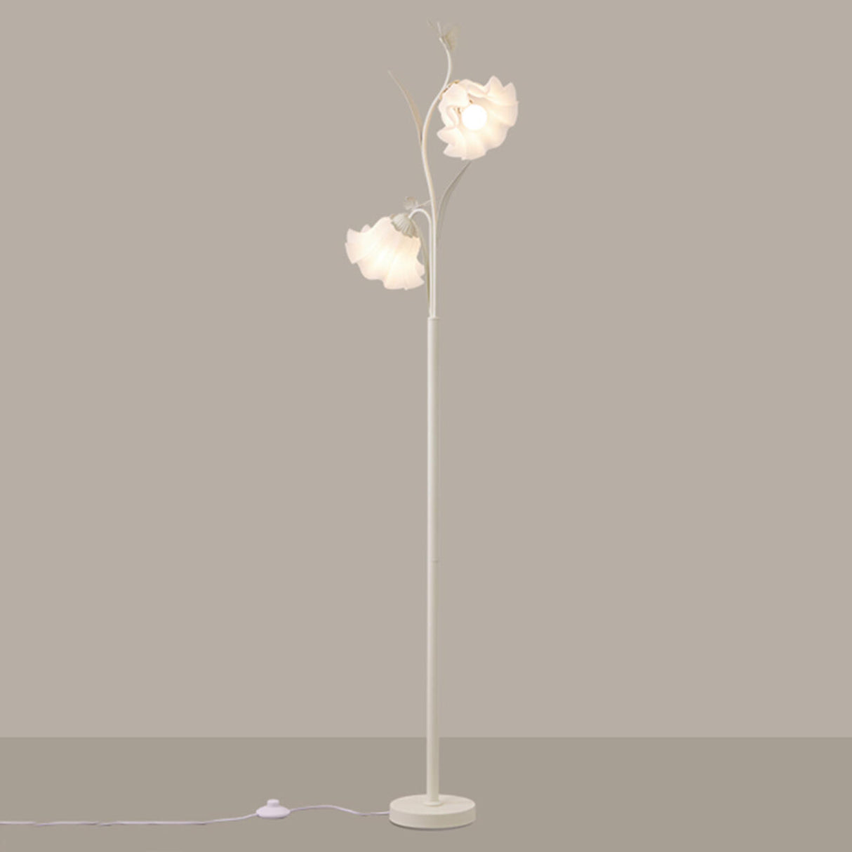 Modern 2 Lights Metal Floral Acrylic White Floor Lamp Image - 3