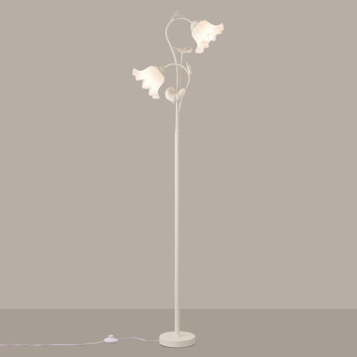 Modern 2 Lights Metal Floral Acrylic White Floor Lamp Image - 7