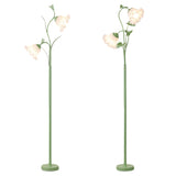 Modern 2 Lights Metal Floral Acrylic White Floor Lamp Image - 9