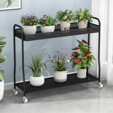 Modern 2 Tier Mesh Metal Sliding Storage Plant Stand Image - 11