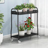 Modern 2 Tier Mesh Metal Sliding Storage Plant Stand Image - 7