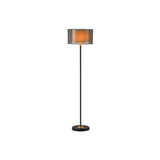 Modern 2-Tier Metal Drum Fabric Floor Lamp Foot Switch Image - 3