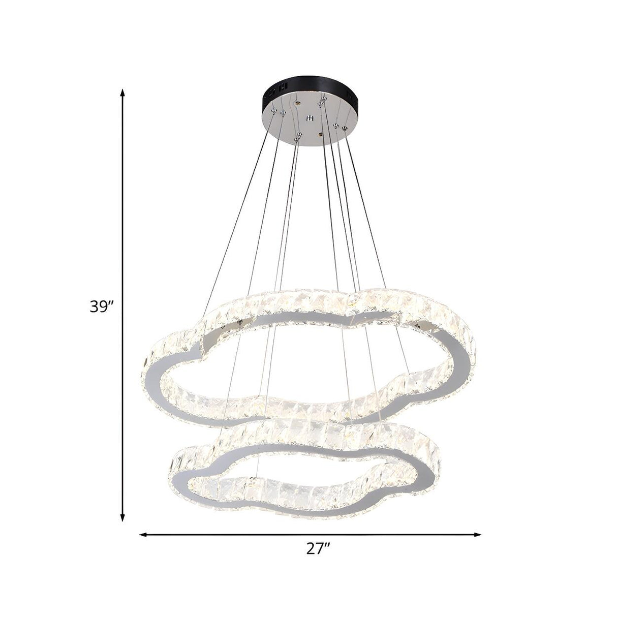 Modern 2 Tiers Cloud Wave Crystal LED Pendant Chandelier 