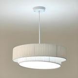 Modern 2 Tiers Fabric Drum Chandelier Adjustable Height Image - 10