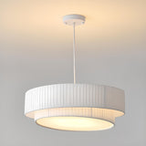 Modern 2 Tiers Fabric Drum Chandelier Adjustable Height Image - 11