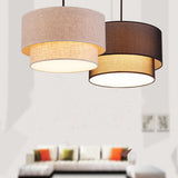 Modern 2 Tiers Fabric Drum Pendant Light Image - 1