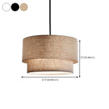 Modern 2 Tiers Fabric Drum Pendant Light Image - 16