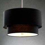 Modern 2 Tiers Fabric Drum Pendant Light Image - 3