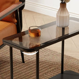 Modern 2 Tiers Metal Base Rectangle Glass Side Table Image - 7