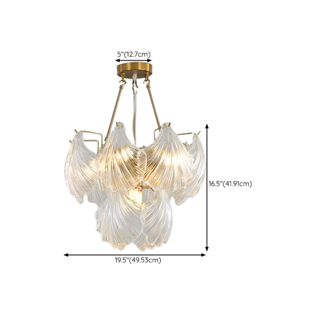 Modern 2 Tiers Translucent Glass Shell Chandelier 