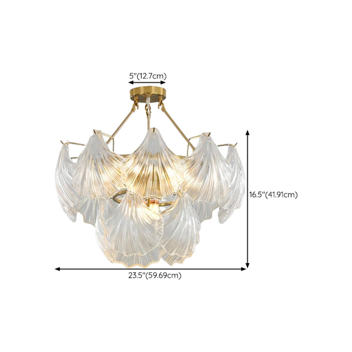 Modern 2 Tiers Translucent Glass Shell Chandelier Image - 13