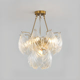 Modern 2 Tiers Translucent Glass Shell Chandelier Image - 4