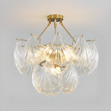 Modern 2 Tiers Translucent Glass Shell Chandelier Image - 5