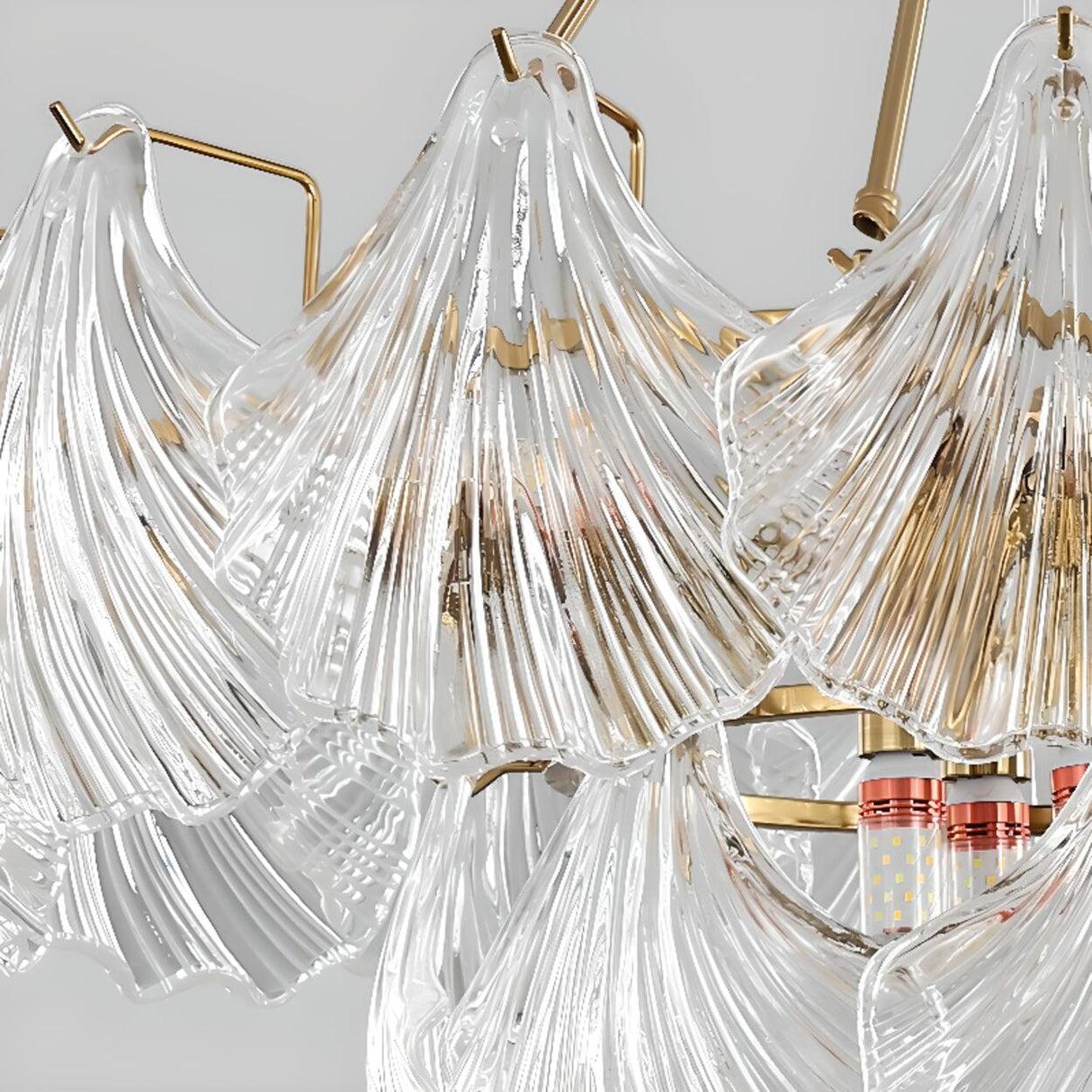 Modern 2 Tiers Translucent Glass Shell Chandelier Image - 8