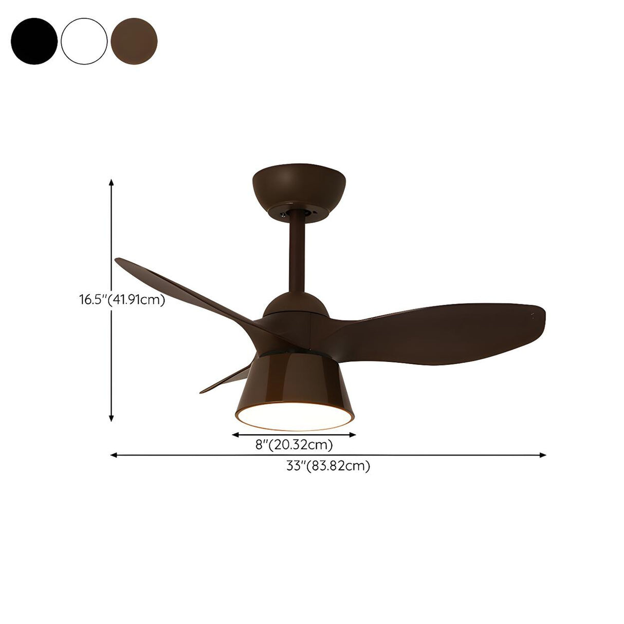 Modern 3-Blade Minimalist Ceiling Fan With LED Light 