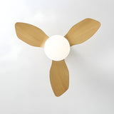 Modern 3 Blade Wood Flush Mount Ceiling Fan with Light Image - 16