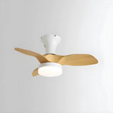 Modern 3 Blade Wood Flush Mount Ceiling Fan with Light Image - 6