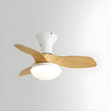 Modern 3 Blade Wood Flush Mount Ceiling Fan with Light Image - 7