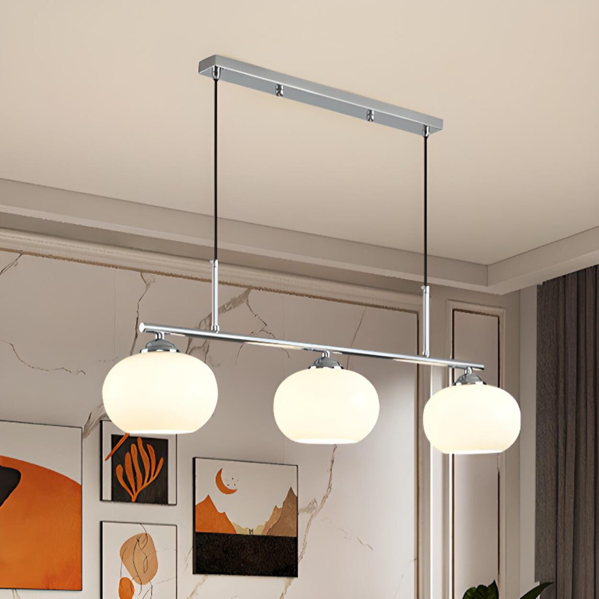 Modern 3-Globe Dining Room Island Pendant Light Image - 1