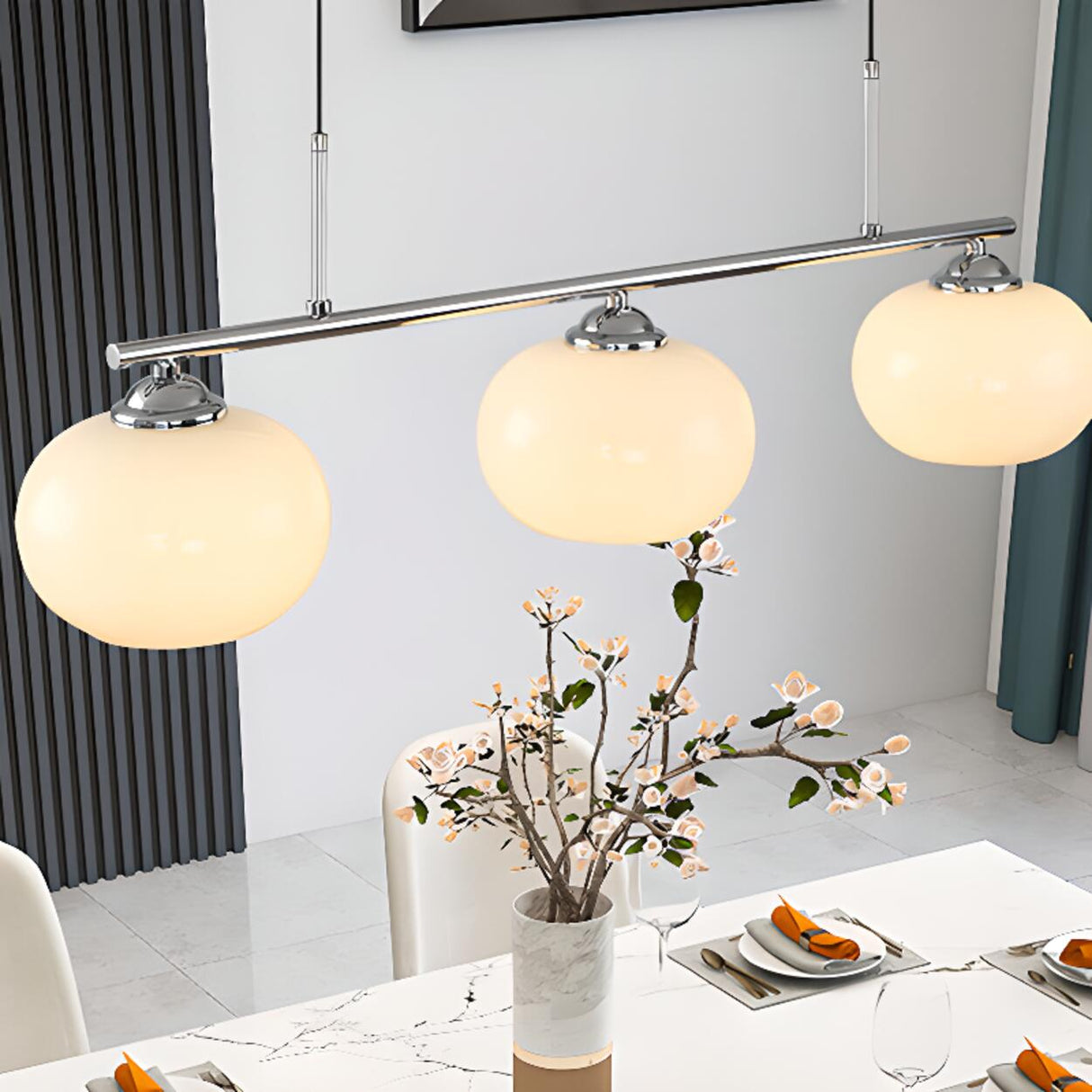 Modern 3-Globe Dining Room Island Pendant Light Image - 3