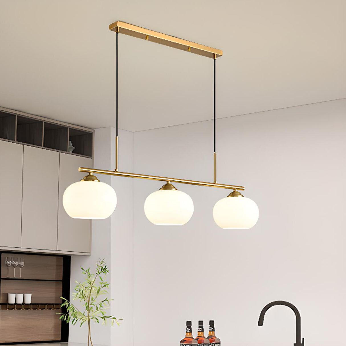 Modern 3-Globe Dining Room Island Pendant Light Image - 4