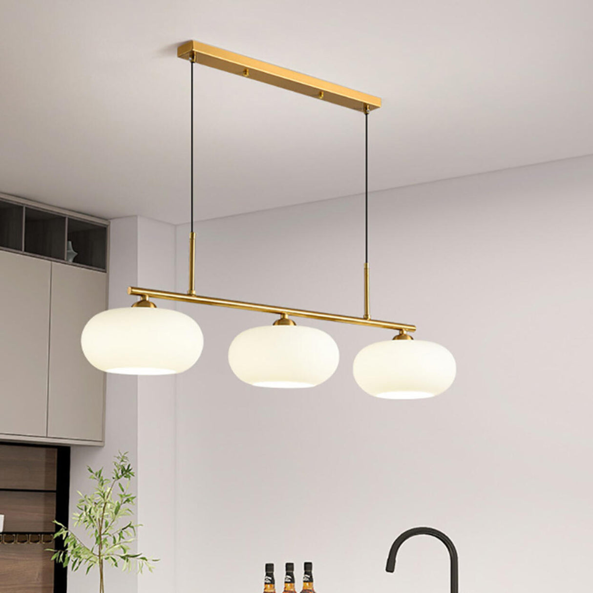 Modern 3-Light Adjustable Drum Island Pendant Light Image - 17