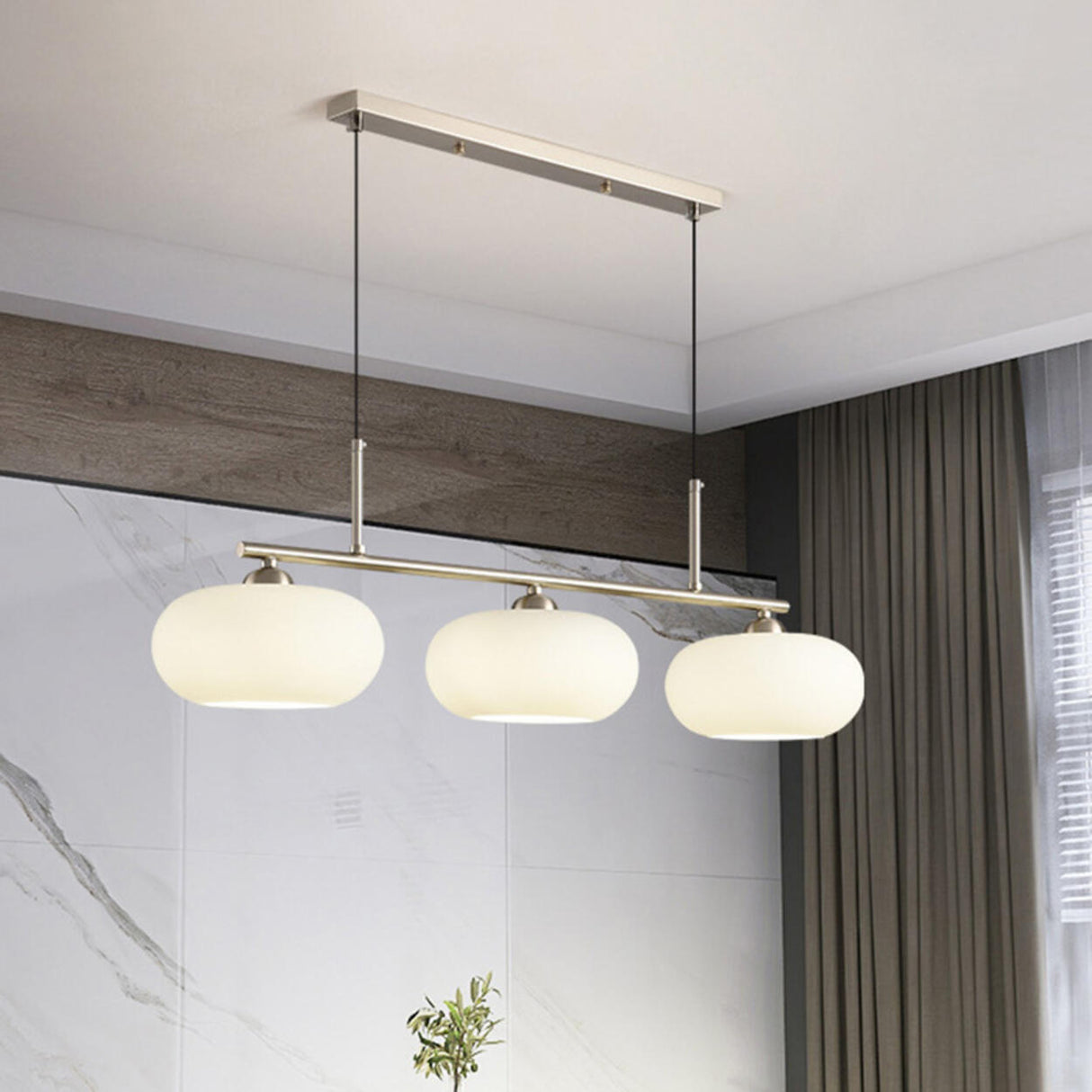 Modern 3-Light Adjustable Drum Island Pendant Light Image - 18