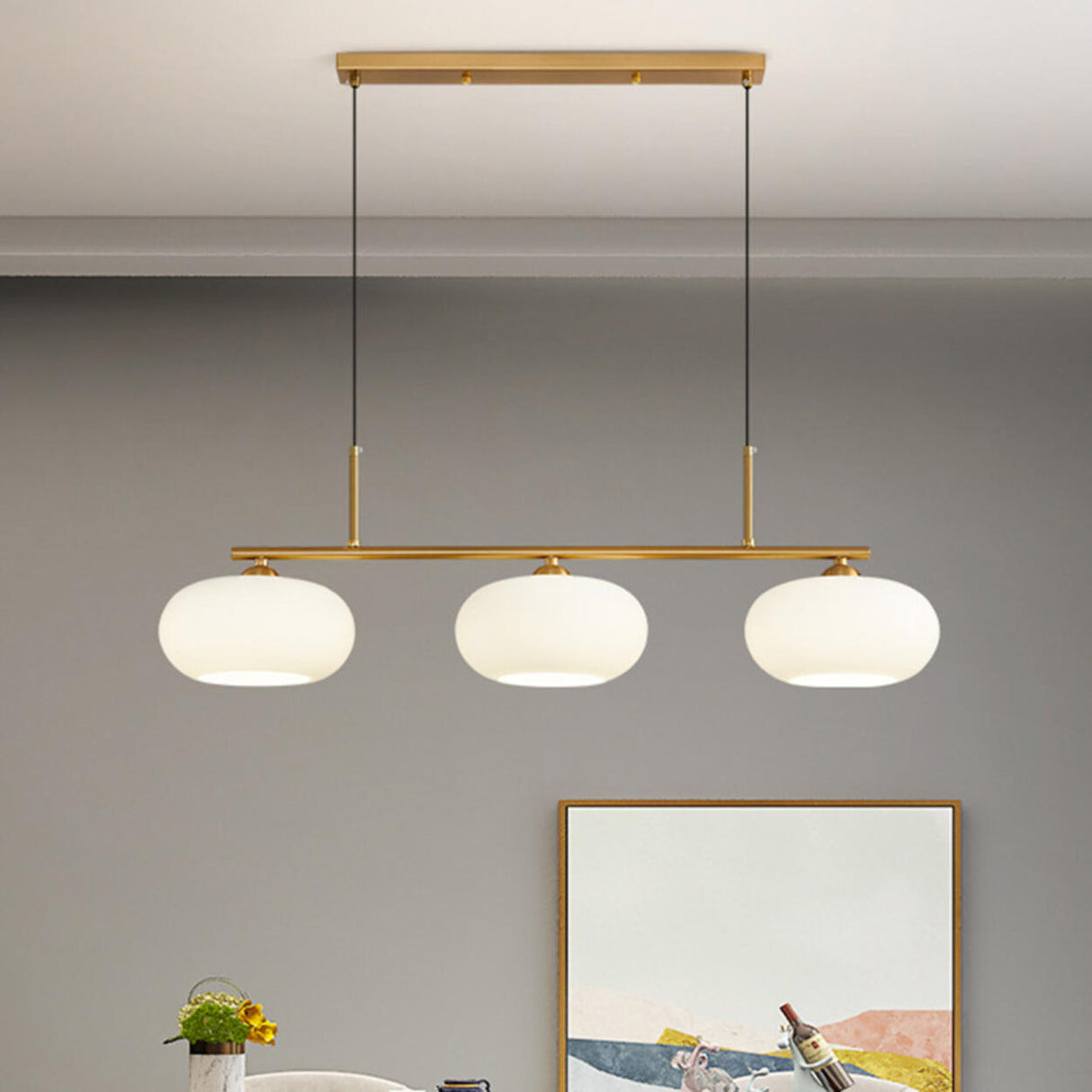 Modern 3-Light Adjustable Drum Island Pendant Light Image - 2