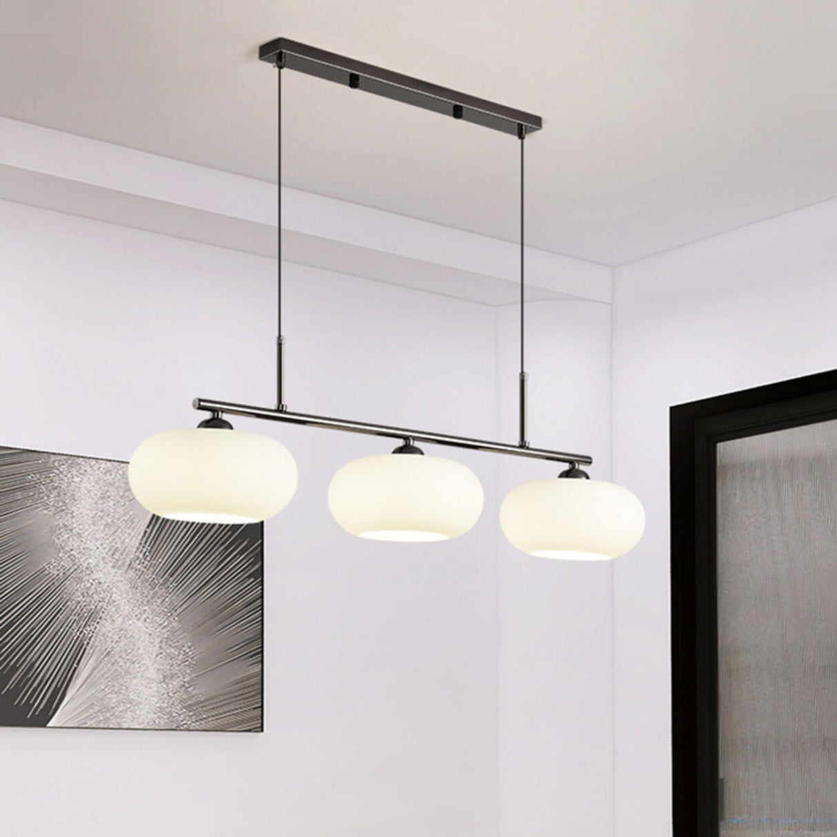 Modern 3-Light Adjustable Drum Island Pendant Light Image - 3