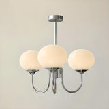 Modern 3-Light Brass Chandelier White Glass Globes Image - 14