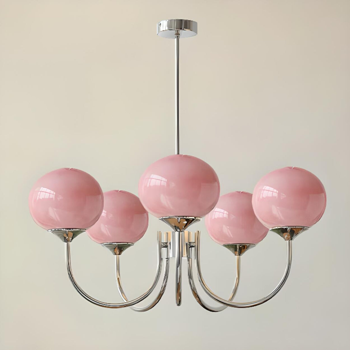 Modern 3-Light Brass Chandelier White Glass Globes Image - 20