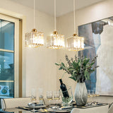 Modern 3-Light Crystal Gold Cube Island Ceiling Light Image - 1