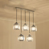 Modern 3-Light Crystal Gold Cube Island Ceiling Light Image - 12