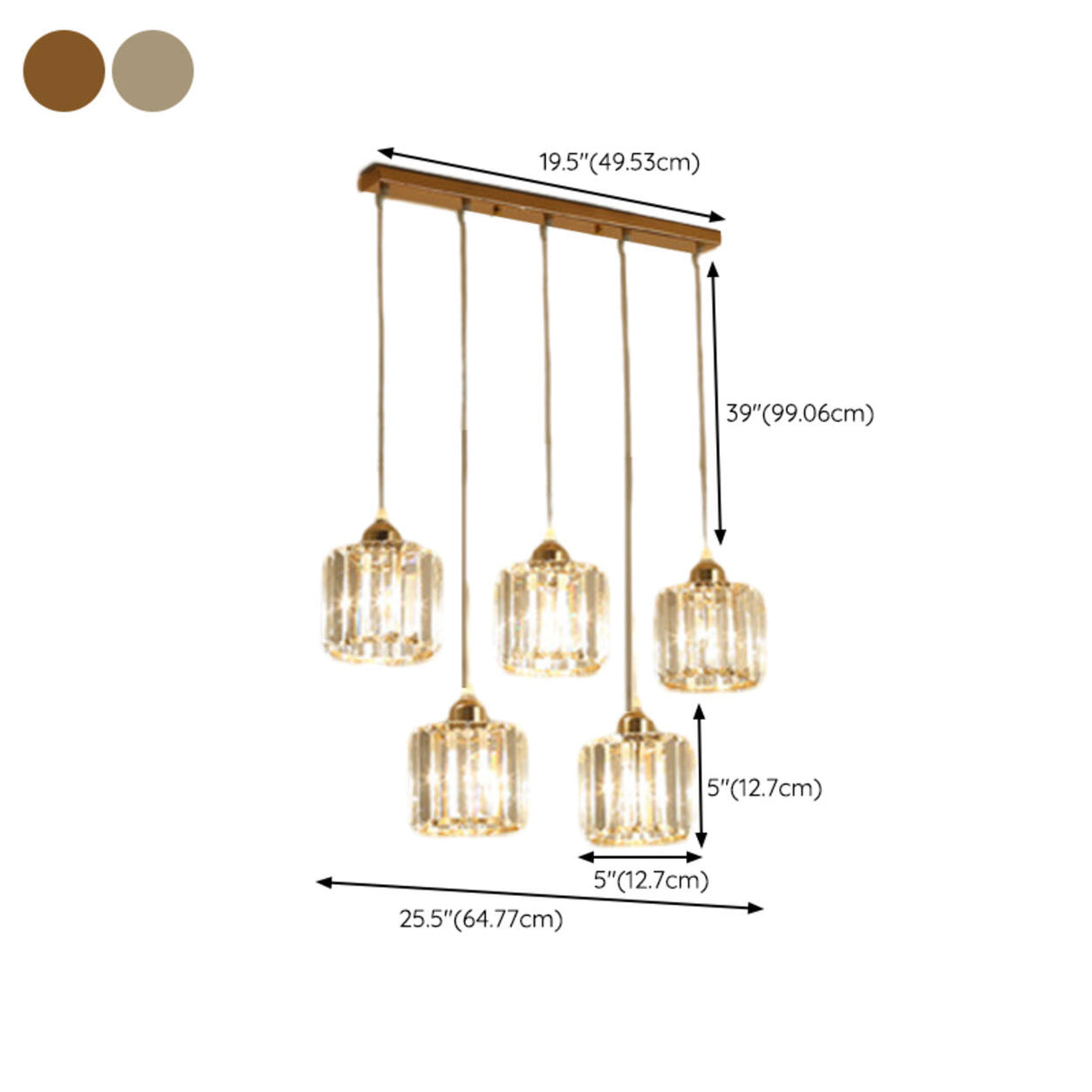 Modern 3-Light Crystal Gold Cube Island Ceiling Light Image - 16